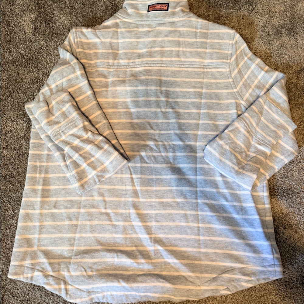 Vineyard Vines Soft Blue and White Stripped 1/4 Zip - Picture 6 of 6